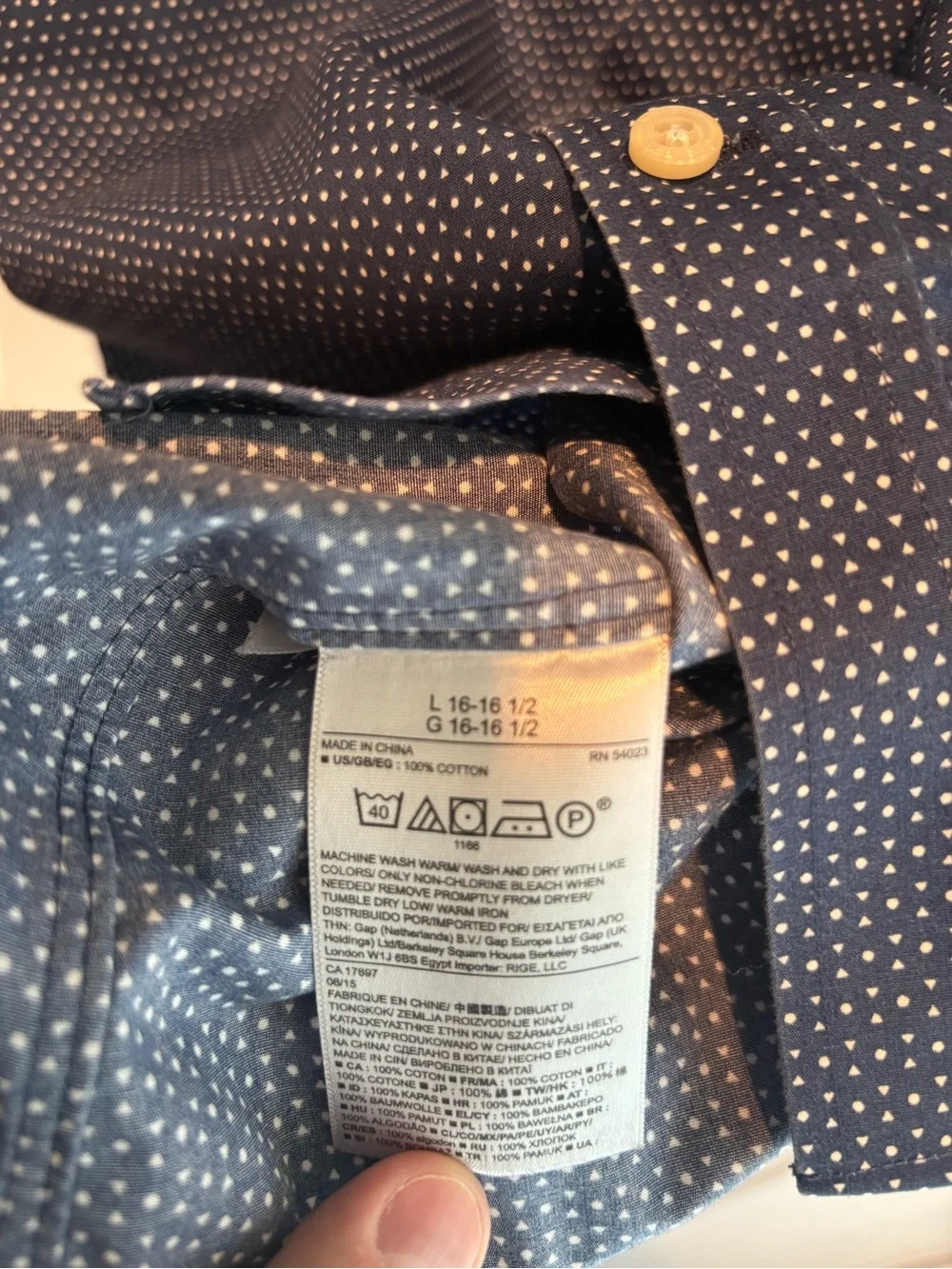 Banana Republic Navy Microdot Long-Sleeve Button-Down Shirt